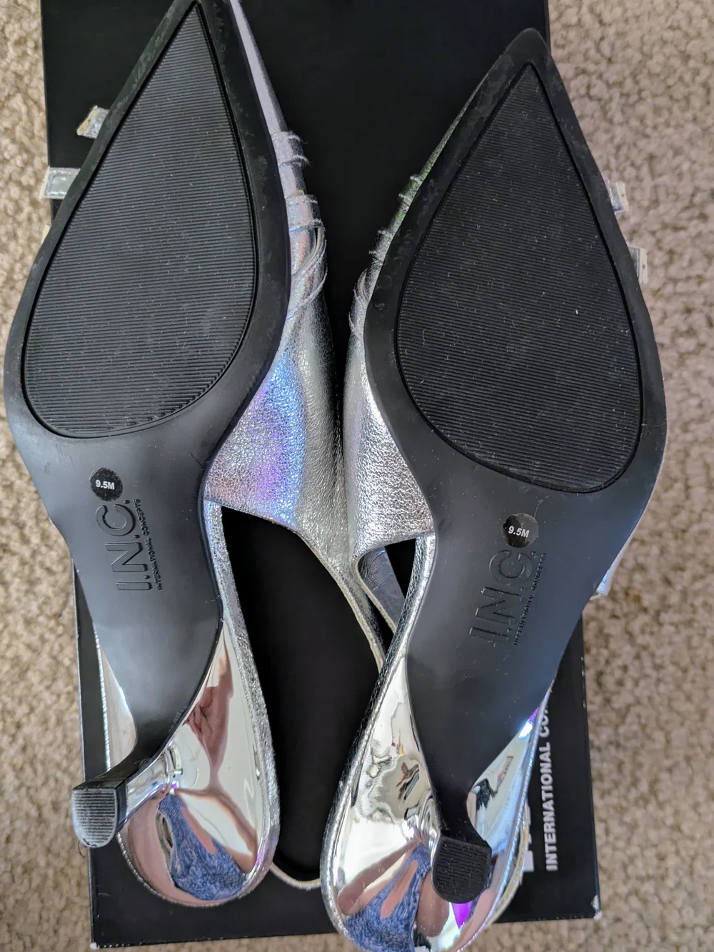 INC International Concepts Women's Silver Slingback Low Heel Pumps